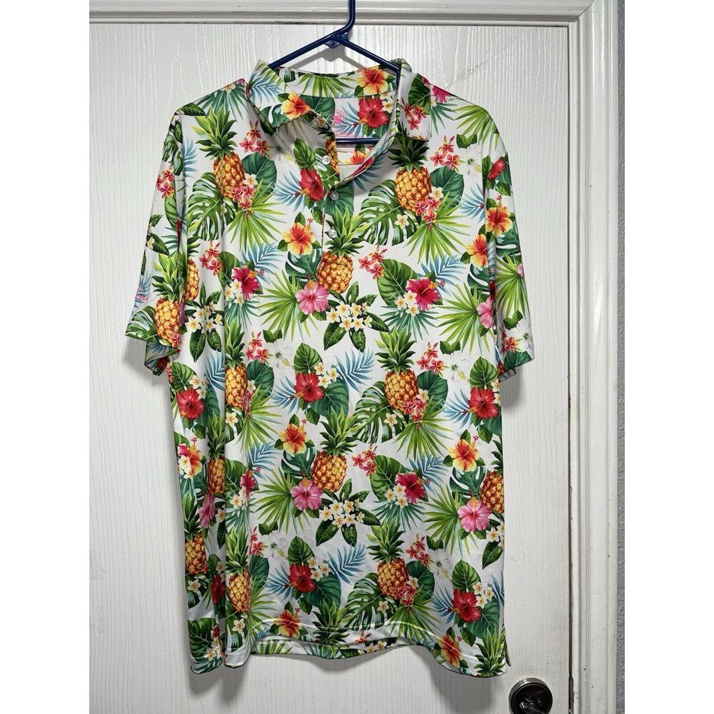 Coby Stevens Golf Polo Shirt‎ Men's Large Hawaiian Full Print